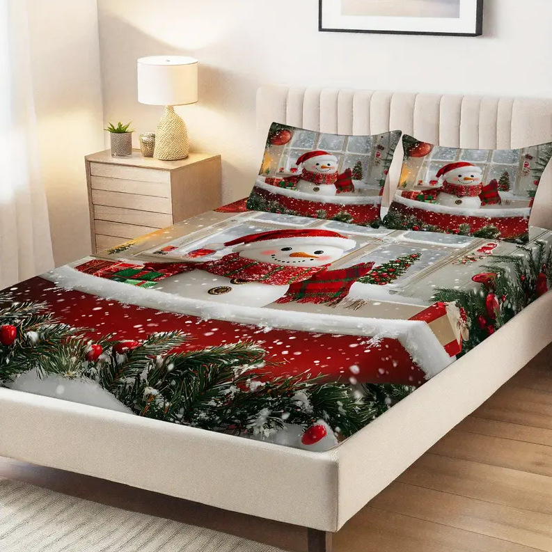 TEMU / JIT patrón clásico de Santa Claus impresión digital 3D kit de cama para diseñar se puede ajustar