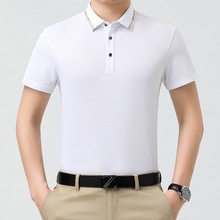 男士高档短袖polo衫桑蚕丝男夏季薄款翻领男士真丝t恤轻商务休闲