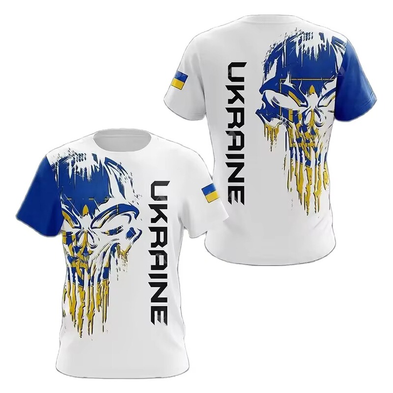 Ukrainian Flag Shirt Men's T-Shirt Top Army Camouflage Short-Sleeved Jersey Summer O-Neck Summer Stripes Antibacterial