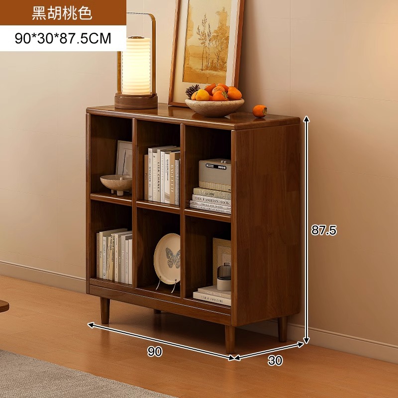 Estantería de madera maciza, cajones de piso a techo, armarios de sala de estar, armarios de rejilla combinados contra la pared, estantes de almacenamiento, estanterías cortas integradas