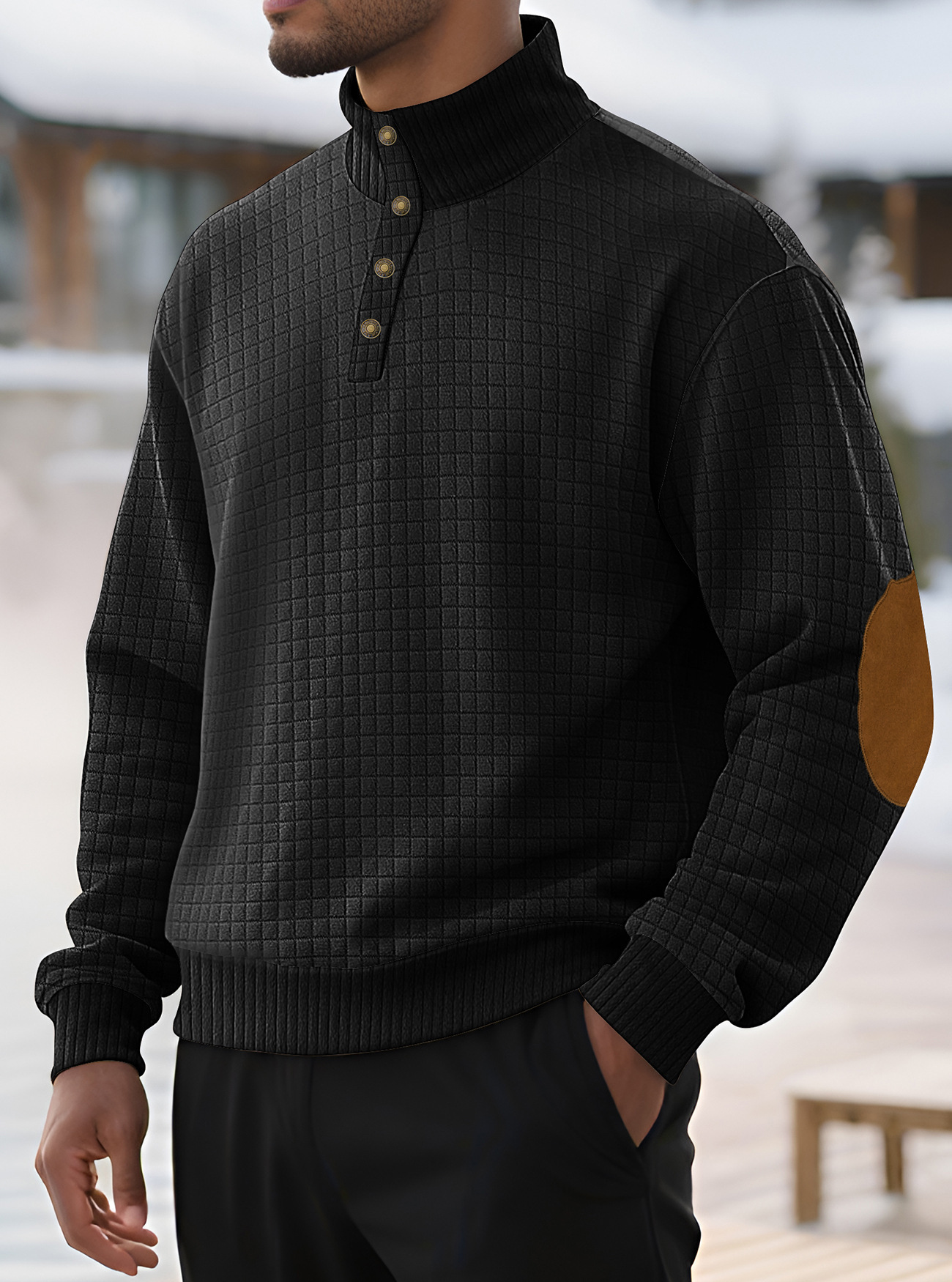 Nuevo otoño transfronterizo nuevo tamaño europeo para hombres Jacquard cuello pequeño jersey de punto chaqueta casual jersey Henry