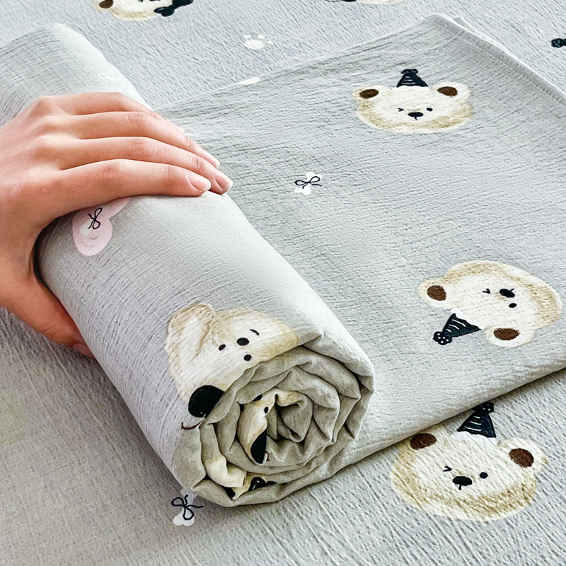 Sábanas de gasa de doble capa de una sola pieza nueva, sábana para dormir desnuda, juego de tres piezas, cama doble de celebridades de Internet, cama kang, sin correr, sin resbalar