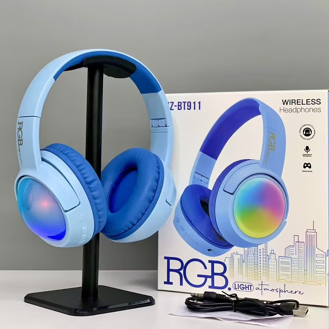 Nuevos productos de comercio exterior BT911 auriculares Bluetooth inalámbricos de larga duración auriculares de juego de tarjetas luminosas RGB