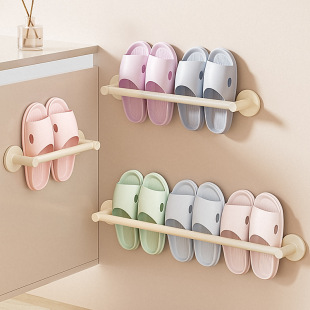 Cream style bathroom slippers rack punch-free toilet shoes storage rack toilet wall-mounted draining storage behind the door