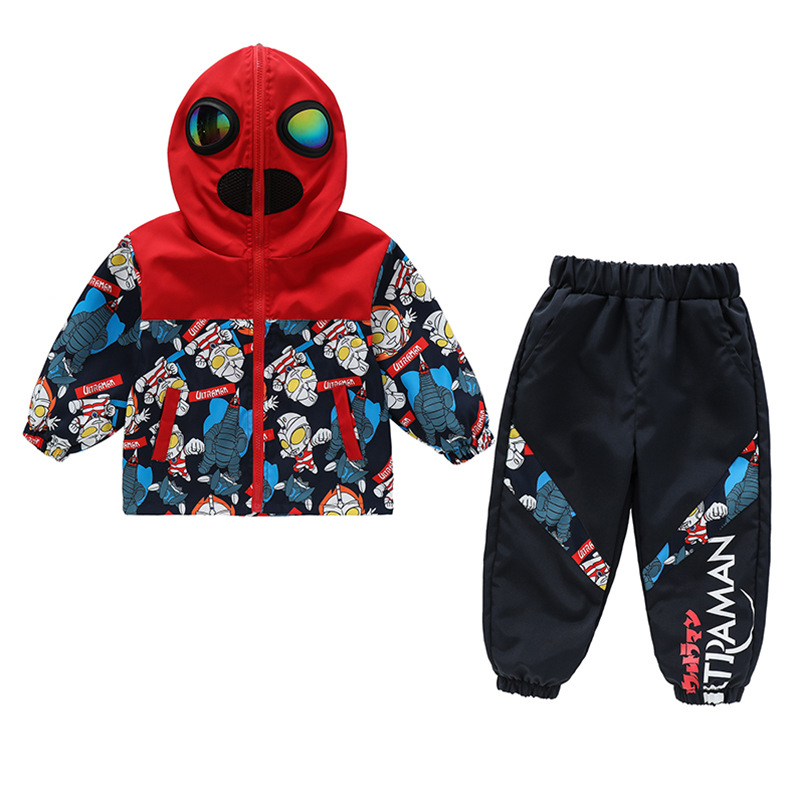 소년 세트 어린이 2024 새로운 가을 겨울 옷 어린이 기모 스포츠 충전 옷  울트라 맨 옷 두꺼운