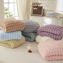 新款跨境加厚保暖法兰绒剪格毛毯办公室午休沙发盖毯被子礼品毯