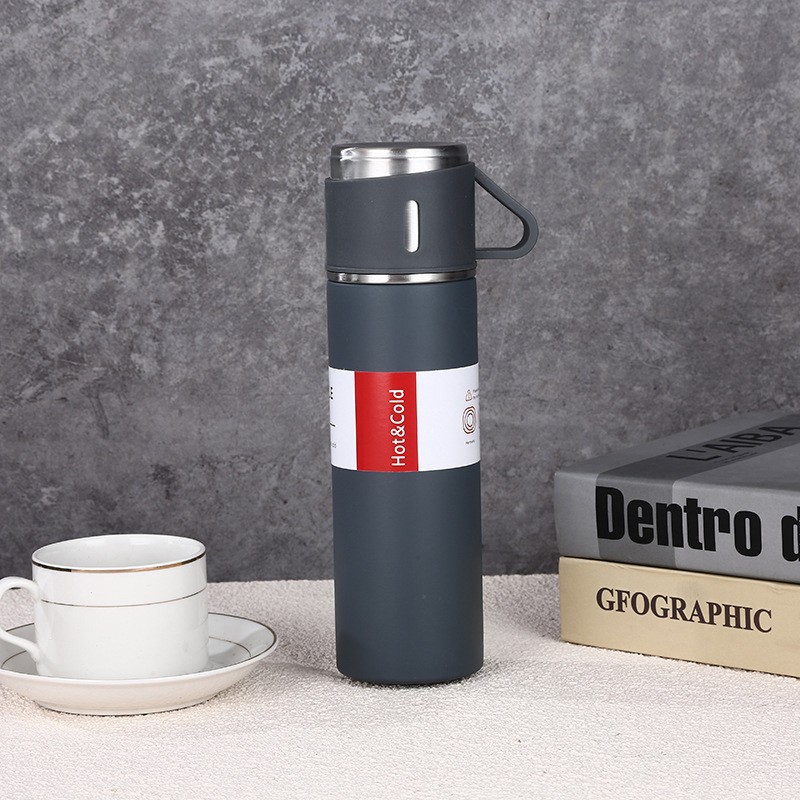 Juego de tazas de vacío de acero inoxidable 304 transfronterizo, una taza, tres cubiertas, doble capa, taza portátil de negocios, juego de tazas de regalo de oficina