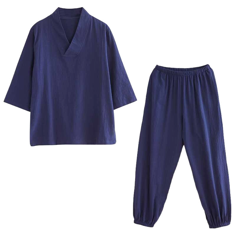 Реальные фото женских костюмов для lay, костюм из двух частей loose tea suits для женщин, комплекты для медитации из бамбука и хлопка