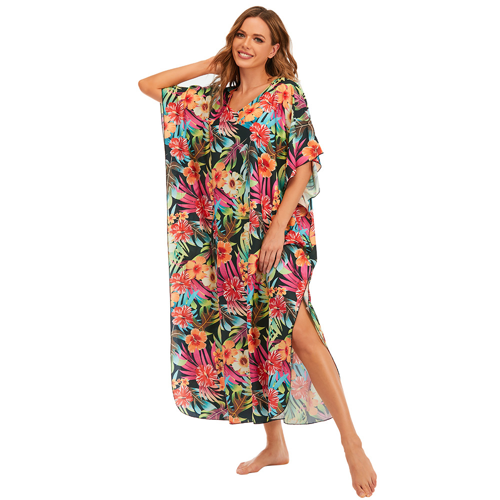 Beach cover-up impreso traje suelto vestido de fiesta bikini protección solar camisa traje de baño cover-up transfronterizo amazon HY