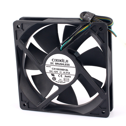 Factory direct supply 12025 double ball cooling fan DC12V24V two-wire four-wire PWM automatic speed control large air volume