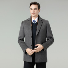 2025新款双面尼羊绒外套中长款西装领羽绒内胆羊毛呢子大衣外套男