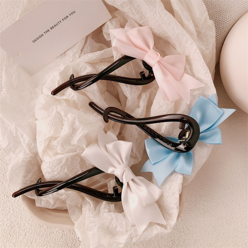 Tela retro arco banana clip para el cabello mujeres 2024 nuevo clip de agarre de alta calidad cabeza de torsión clip clip para el cabello