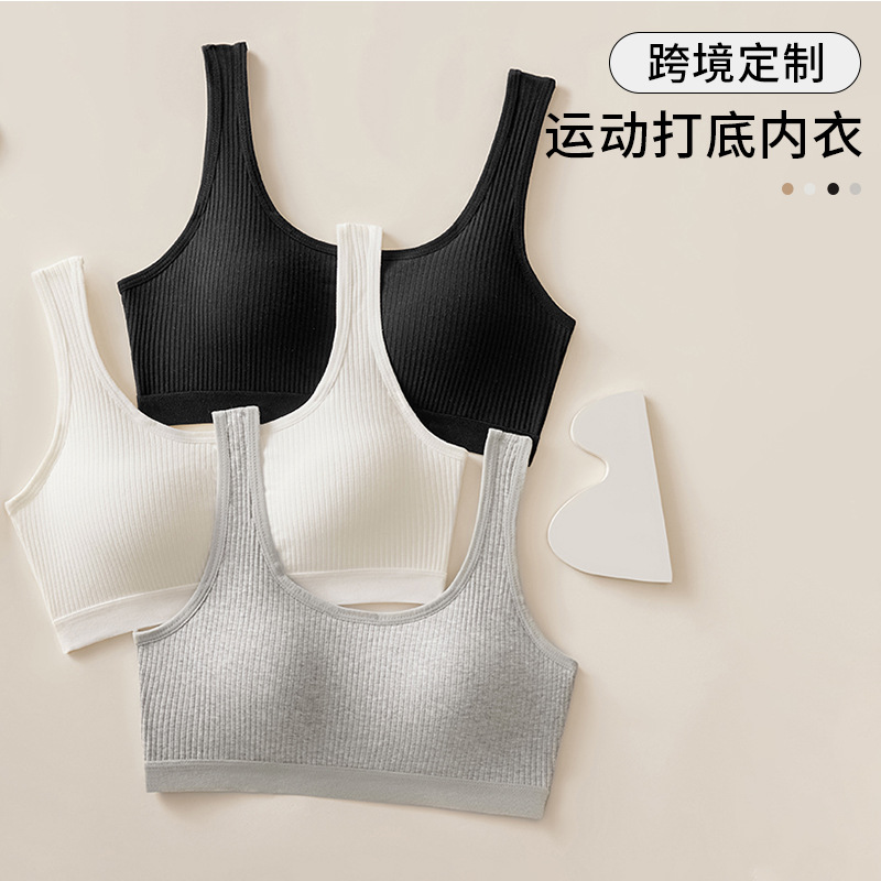 ropa interior a prueba de choque de estilo deportivo para mujeres, pecho grande y pequeño, taza ligera sin marca, espalda hermosa sin anillo de acero, sujetador anti-caída.
