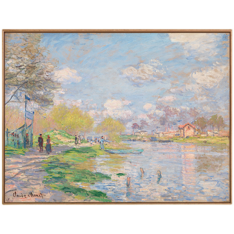 モネ日の出イメージ装飾画北欧客間レストラン掛け画抽象風景油絵寝室壁壁画麦畑|undefined