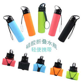 创意便携硅胶折叠水瓶户外旅行可收缩耐摔运动水壶可印LOGO礼品杯