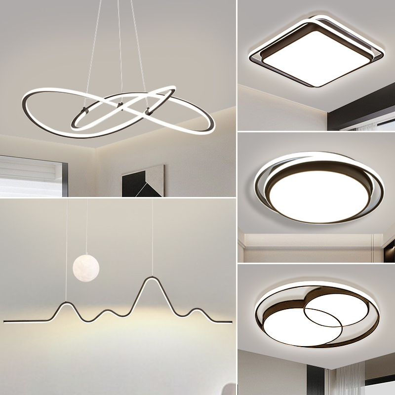 Lámpara de sala de estar 2025 nueva lámpara moderna simple elegante LED paquete combinado para toda la casa lámpara de restaurante lámpara Zhongshan