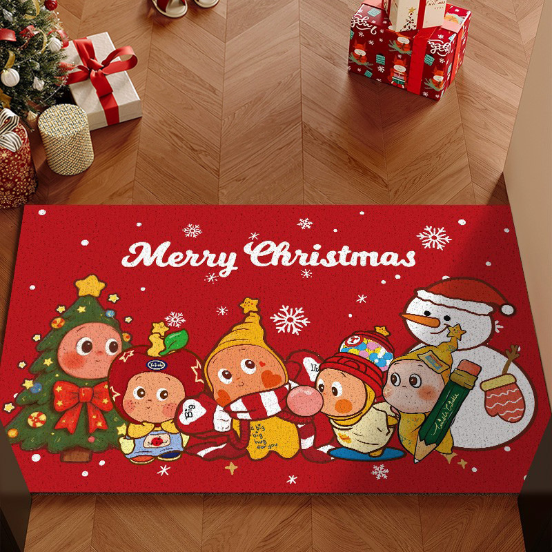 星星人圣诞节地垫入户门地垫商铺门口装饰丝圈脚垫防滑pvc脚垫子