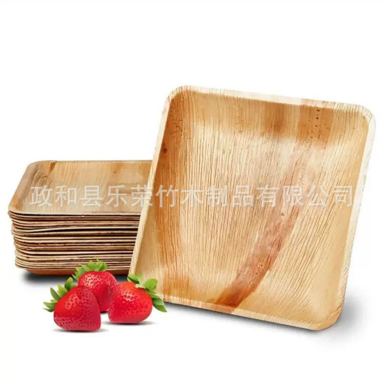 Disposable Palm Leaf Plates Outdoor Picnic Plates Hotel Biodegradable 6inch 8inch-Piece Plate Knife Fork Spoon Set Eco-Friendly