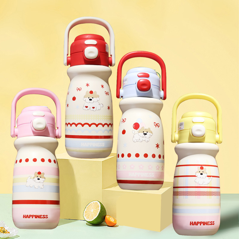 卡通可爱儿童弹跳奶瓶杯女生316不锈钢保温杯手提铃铃壶水杯