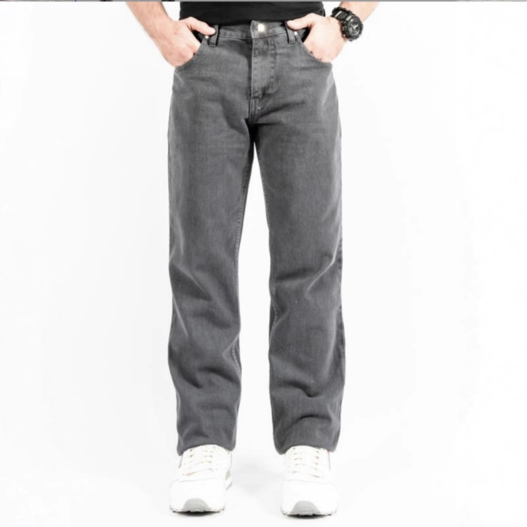 Cleanfit Herren-Jeans mit geradem Bein, grau, lässige Hose, mittelschweres Stretchmaterial, amerikanischer High-Street-Trend 2025_voghion.com