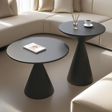 奶油风茶几家用极简客厅阳台卧室小户型圆桌民宿酒店简约圆形边几