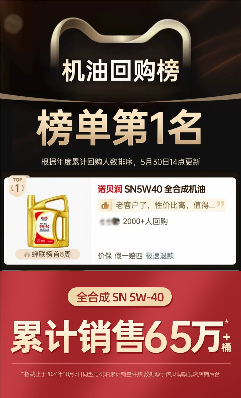 Noblerun Car Oil Sn5W40 Engine Lubricant 4L Official Flagship Store Genuine Fully Synthetic Oil