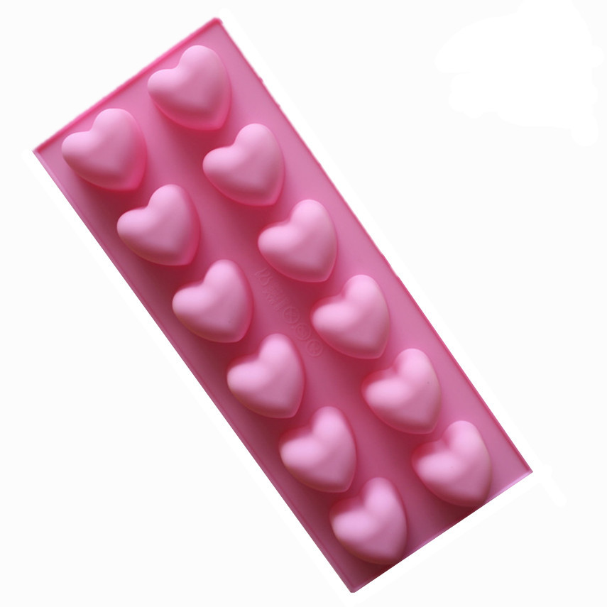 厂家直供硅胶巧克力模具 12连小爱心桃心DIY冰格冰块模