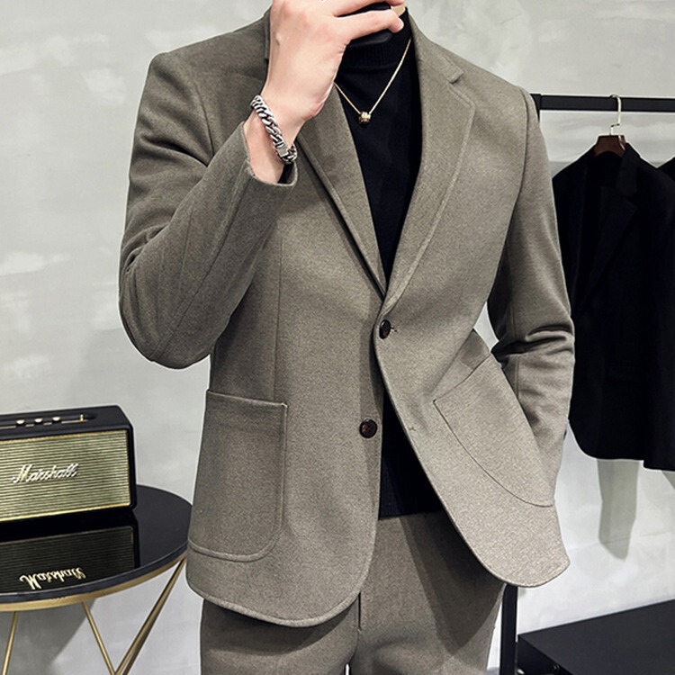 Woolen Suit Jacket Men's Spring and Autumn 2024 New High-end Sense Business Dress Casual Thickened Suit Top Woolen Suit Jacket Men's Spring and Autumn 2024 New High-end Sense Business Dress Casual Thickened Suit Top