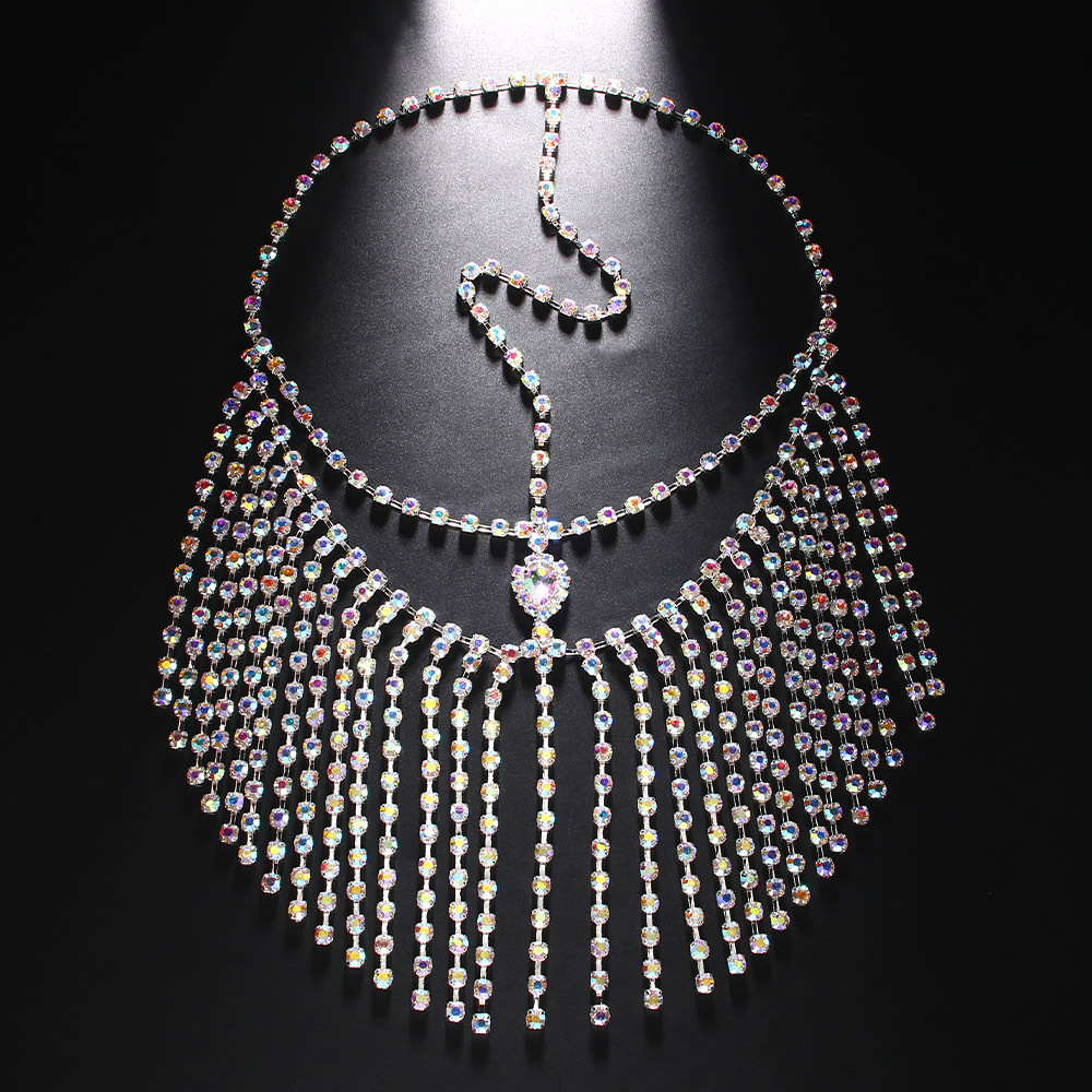 Máscara de borla larga rhinestone transfronteriza Bola de Halloween gota de agua máscara de diamante de color accesorios máscara femenina