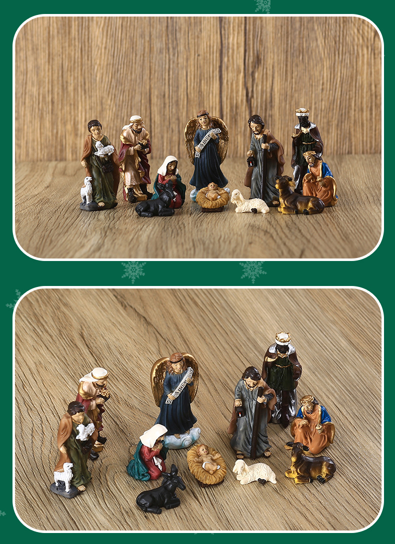 Retro Dekoration Religiöse Jesus Geburt Weihnachten Geschenk Harz Handwerk display picture 2