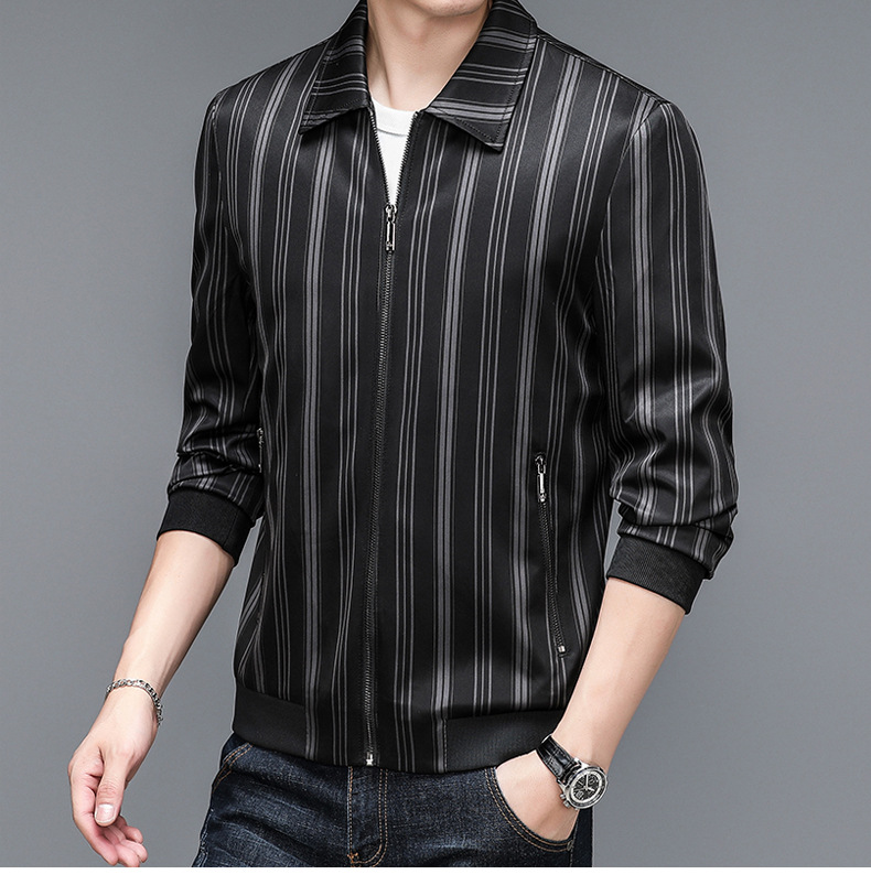 Men's Casual Lightweight Baseball Bomber Jacket With Lapel Collar_voghion.com