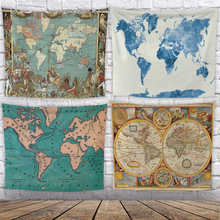 北欧ins挂布地形图挂毯数码印花客厅装饰复古装饰画壁挂背景布