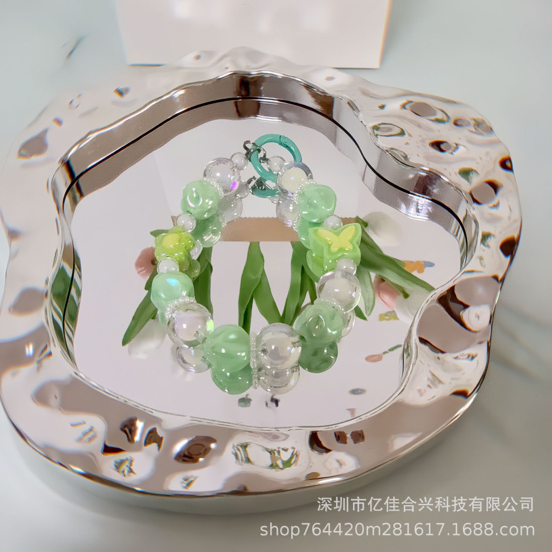 Nuevo acrílico de color dopamina cuentas mariposa flor móvil cadenas colgante cadena de transmisión en vivo colgante llavero colgante