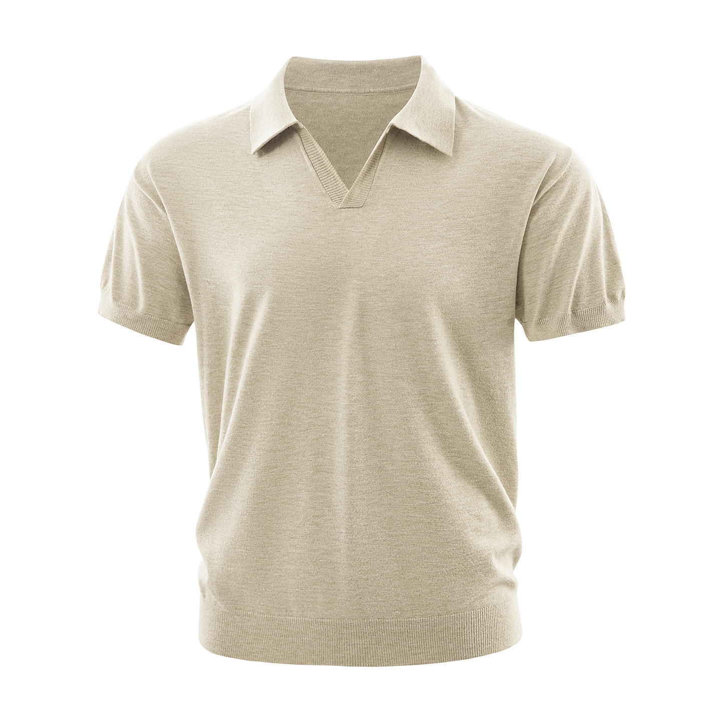 ZF8120-D简约高智感老钱风短款海鸥领美式休闲针织短袖T恤，男装针织衫/毛衣，星座614