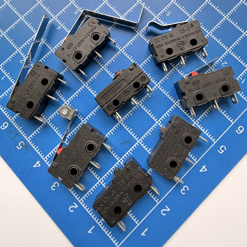 Micro Switch, Three-Pin with Handle, Normally Open Limit Travel Switch, Two-Pin Normally Closed, Mouse Micro Switch, Waterproof, Self-Resetting