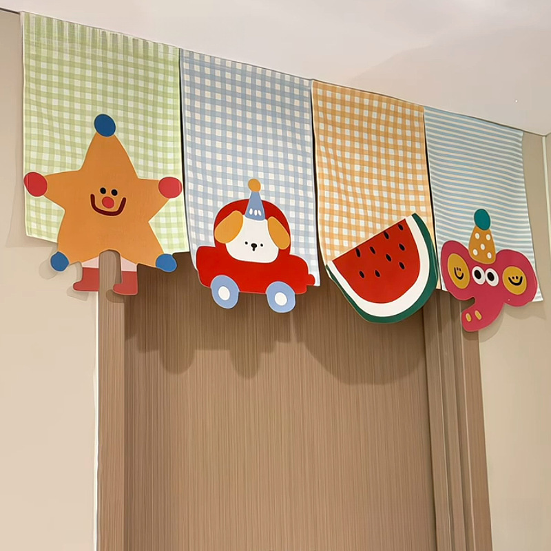 Cartoon Animal Door Curtain Triangular Flag Hanging Flag Decoration Half Curtain Cloth Curtain with Magic Tape Entryway Door Partition Curtain Blocking Curtain Cartoon Animal Door Curtain Triangular Flag Hanging Flag Decoration Half Curtain Cloth Curtain with Magic Tape Entryway Door Partition Curtain Blocking Curtain