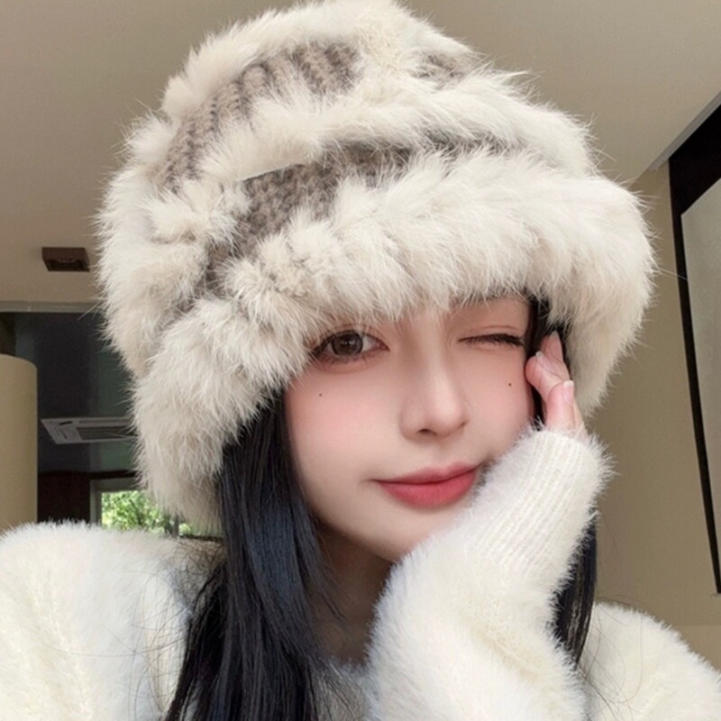 Winter Hats, Rabbit Fur Bucket Hats Suitable for Large Faces, Simple and Versatile Rabbit Fur Hats for Winter, Exclusively Available for Cross-Border Sales Winter Hats, Rabbit Fur Bucket Hats Suitable for Large Faces, Simple and Versatile Rabbit Fur Hats for Winter, Exclusively Available for Cross-Border Sales