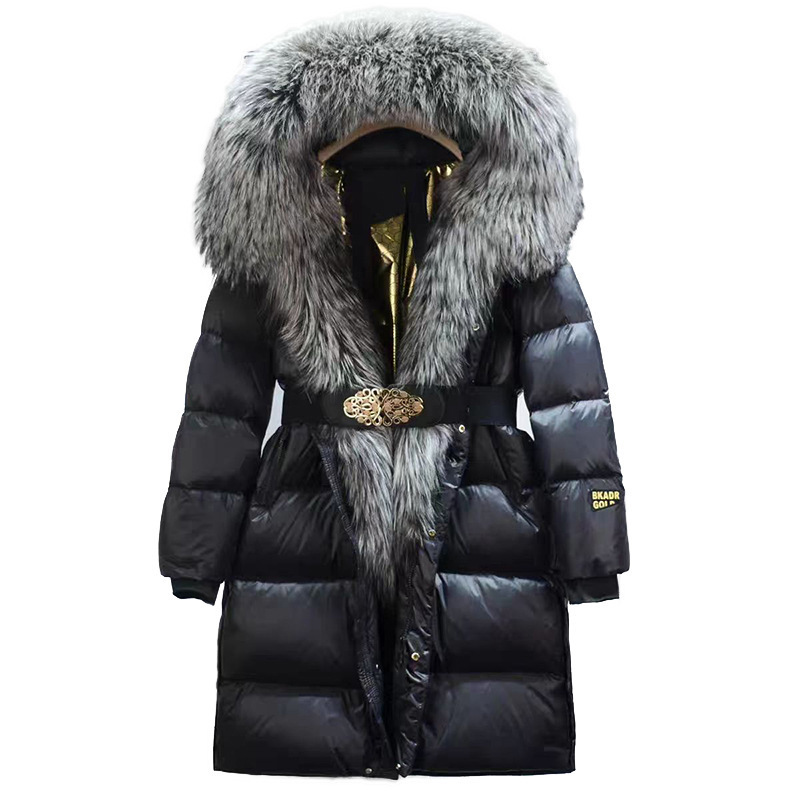25 New Winter Women's Warm White Duck down Fox Fur Large Fur Collar Waist Belt Slim Hooded down Jacket 25 New Winter Women's Warm White Duck down Fox Fur Large Fur Collar Waist Belt Slim Hooded down Jacket