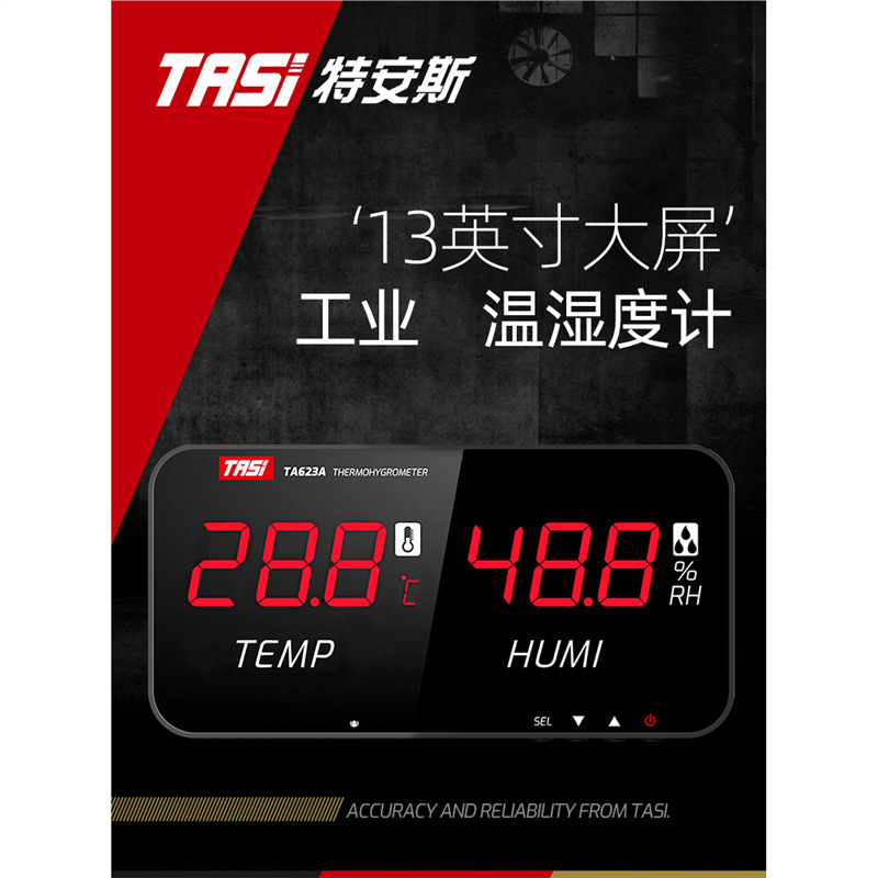 TASI特安斯工业温湿度计大屏高精度壁挂式数显TA623A/B