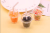 Realistic small dessert milk tea from pearl, glass, food play, keychain, handmade