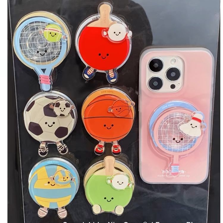 Cute Creative Table Tennis Badminton Magnetic Bracket Mobile Phone Shell Bracket Homemade Ornaments Pendant Mobile Phone Shell Decoration