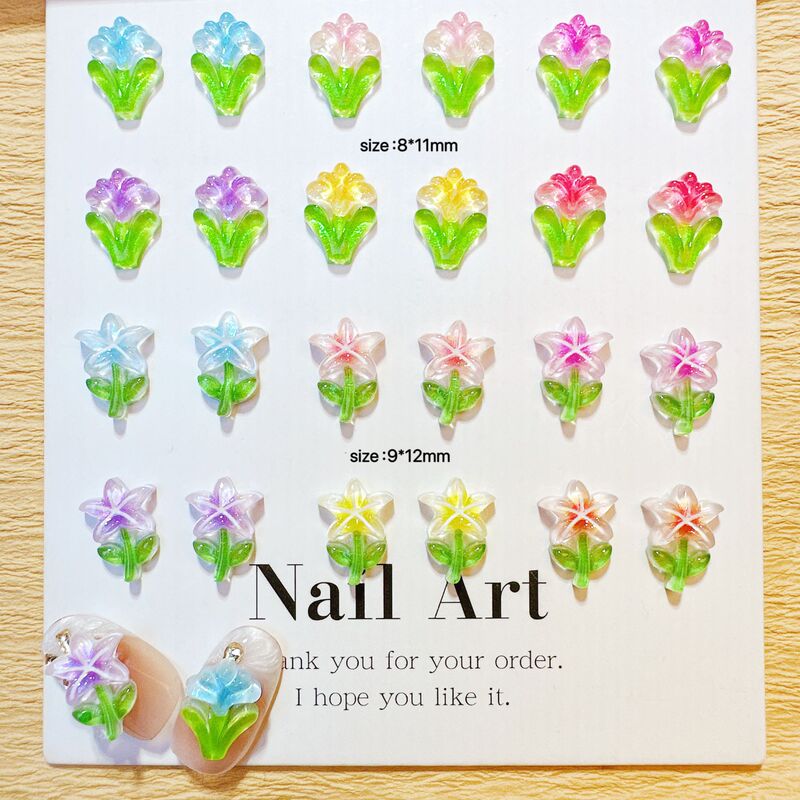 Trendy Viral Ice-Clear Cute Flower Minimalist Style Nail Decoration New DIY 3D Resin Wearable Nail Stickers