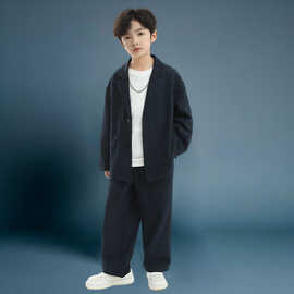 童装西装休闲套装2025春秋男孩高端礼服帅气中大童西服炸街代发