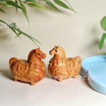 崖柏木雕唐马摆件马上有钱本命年生肖马手把件家居工艺送礼工艺品