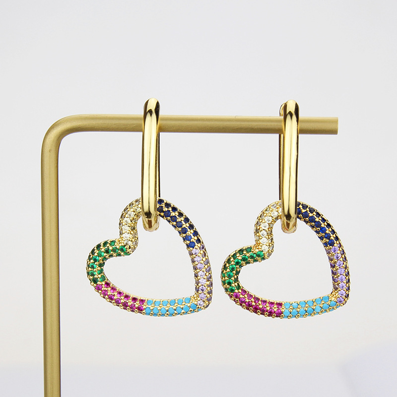 Fashion Color Zirconium Heart-shaped Earrings display picture 5