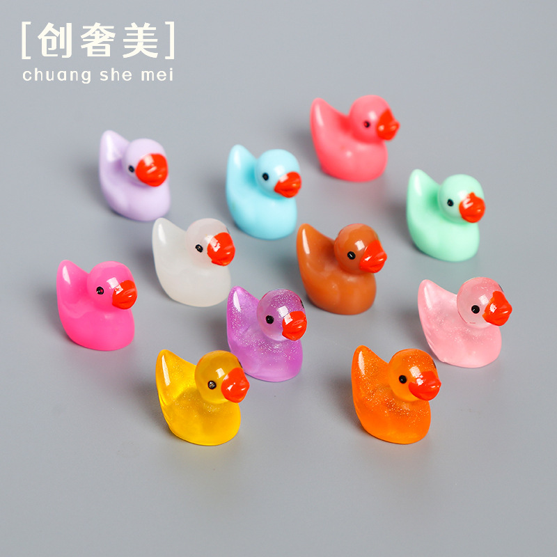 miniature large duck small yellow duck resin luminous accessories micro landscape desktop small ornaments small duck moss landscape