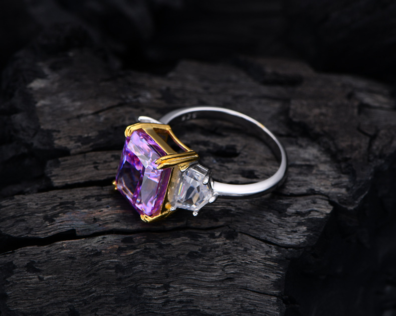 Fashion Geometric Sterling Silver Inlay Zircon Rings 1 Piece