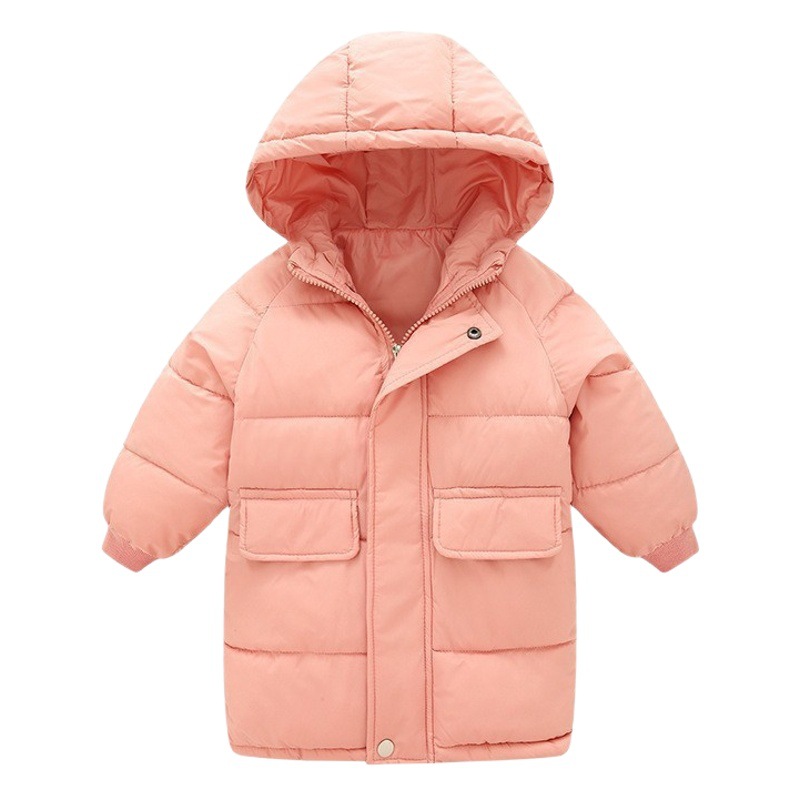 Abrigo acolchado de algodón para bebés Chaqueta de plumas para niños de estilo occidental engrosada para niños de media longitud para niños sobre la rodilla Chaqueta de plumas para niños medianos y grandes para niñas
