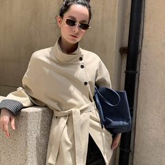 MOXI十三行女装2025秋季新款韩版格子中长款小个子女式风衣外套女