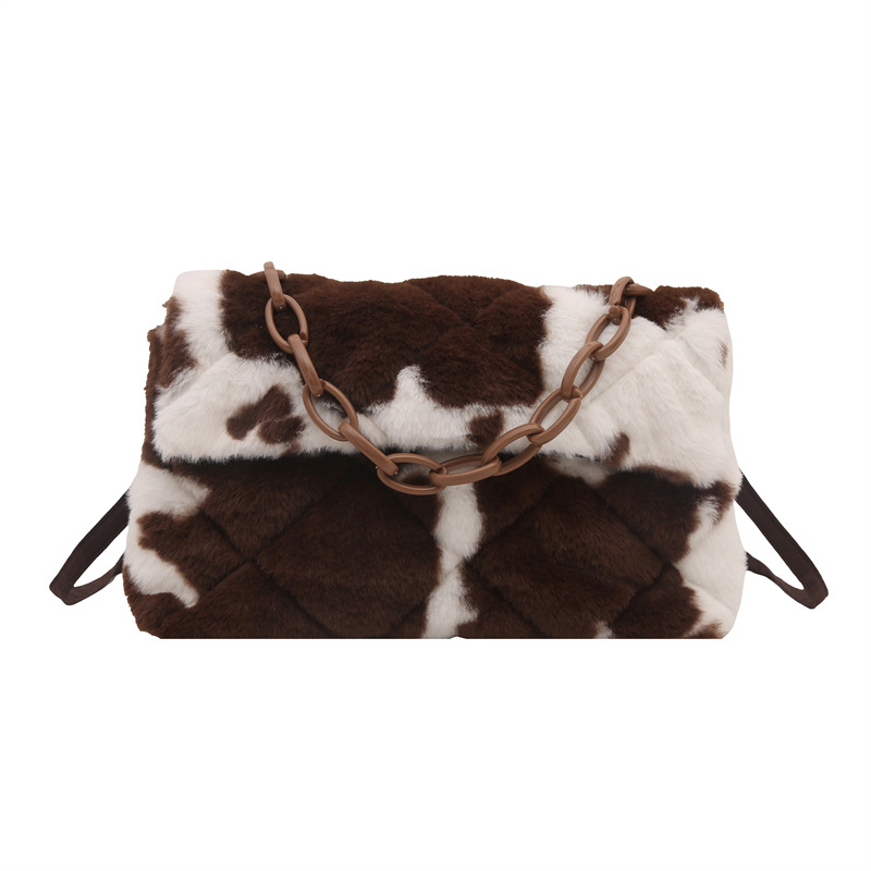 2025 principios de primavera nueva moda simple bolso de hombro de peluche personalidad mujer textura de moda suave bolso de pelo glutinoso brazo